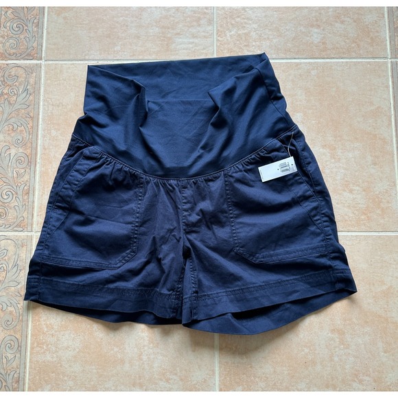 New! Old Navy Maternity shorts side pockets Navy‎ cotton spandex blend Size M - Picture 1 of 7